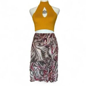 Dolce Vita earthy snake print skirt w/ ruffle hem 6